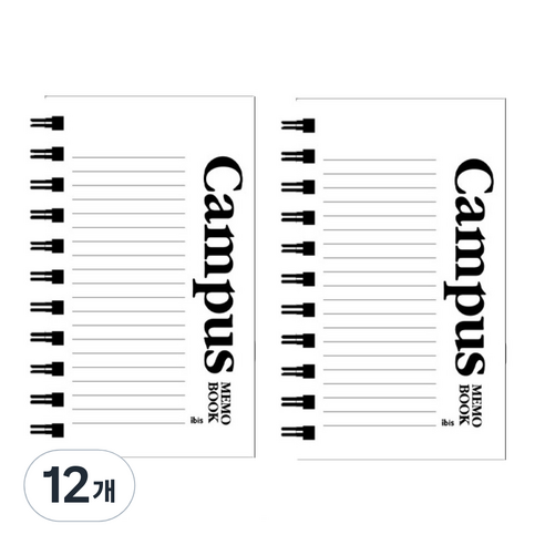 아이비스 두꺼운 좌철수첩 캠퍼스 12682 80매, 화이트, 12개