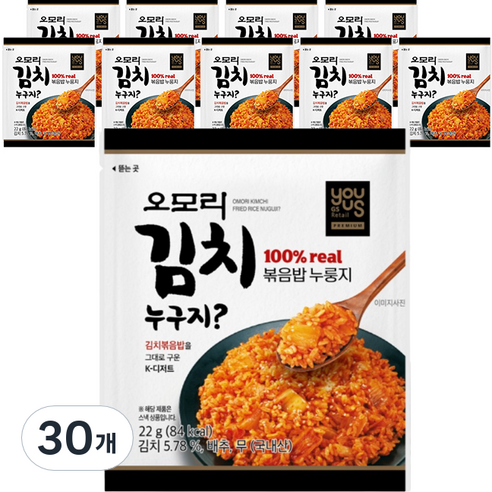 오모리 김치볶음밥 누룽지, 22g, 30개