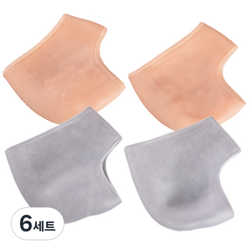 라이프플러스 실리콘 뒤꿈치 보호패드 C21A 혼합 구멍없는 두꺼운 패드 살색 2p + 흰색 2p, 6세트
