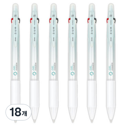 자바펜 지움3겔 지워지는 볼펜 0.5mm, 민트, 18개