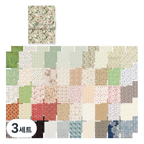 마다꾸미 빈티지 감성 명화 디자인 대용량 메모지 100p, 플라워패턴, 3세트