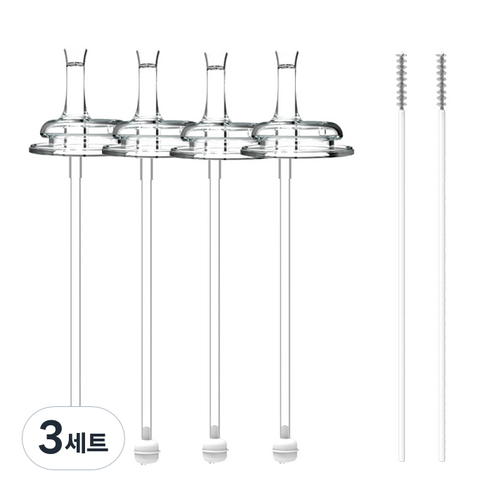 순수아 타사호환 교체형 꼭지 4p + 추달린빨대 4p + 빨대솔 2p 세트, 3세트, 혼합색상