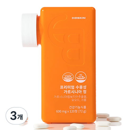 에버비키니 프리미엄 수용성 가르시니아 정 다이어트 보조제 72g, 120정, 3개