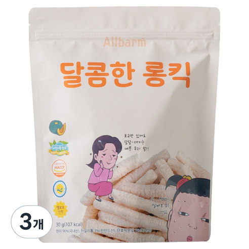 올바름 달콤한롱킥 간식, 단호박맛, 30g, 3개