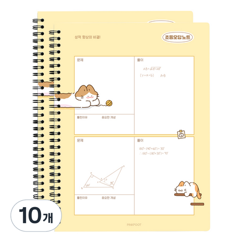 핑크풋 3000 냥냥 초등 오답노트, 옐로우, 10개