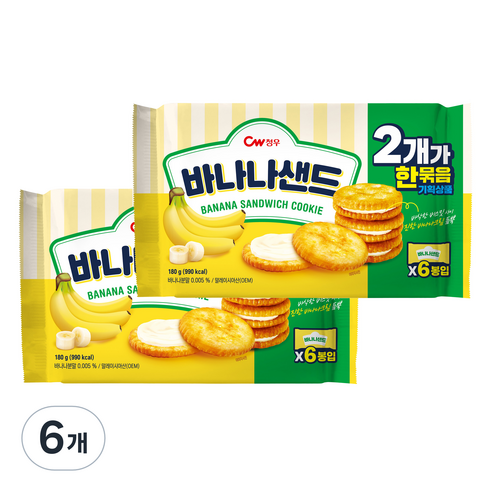 청우식품 바나나샌드 과자 2p, 6개, 360g