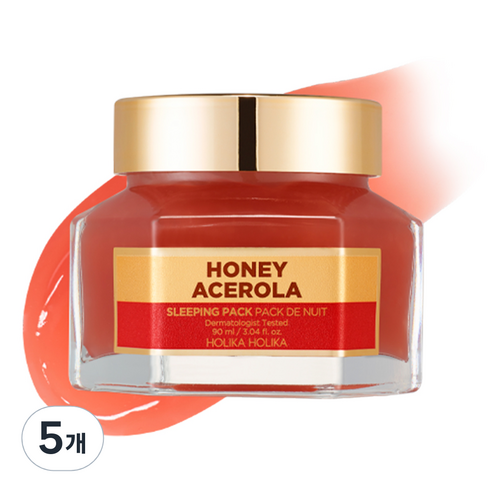 홀리카홀리카 꿀피부 슬리핑팩 아세로라 꿀 리뉴얼, 5개, 90ml