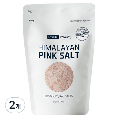 키친밸리 히말라야 핑크솔트 암염 굵은 소금, 1kg, 2개