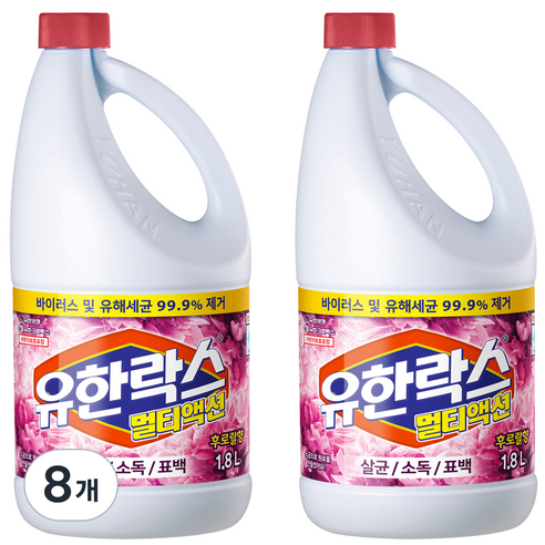 유한락스 멀티액션 후로랄, 1.8L, 8개