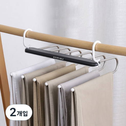 욜로라이프 클립형 바지걸이 6구, 블랙, 2개입