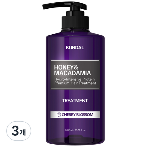 쿤달 허니 앤 마카다미아 헤어 트리트먼트 체리블라썸향, 1058ml, 3개