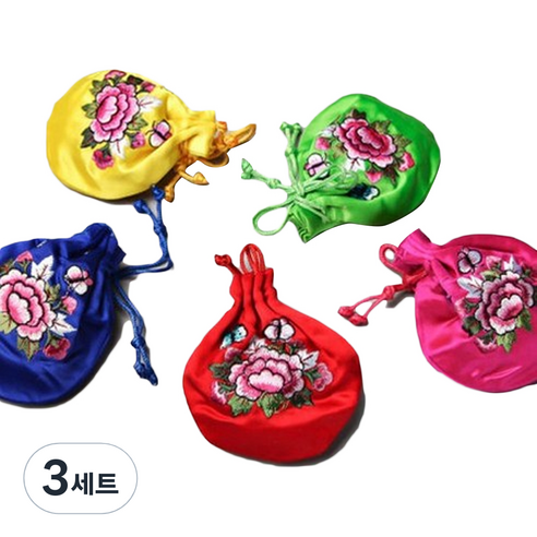 팔복상회 목단 수 오곡주머니 5p, 혼합 색상, 3세트