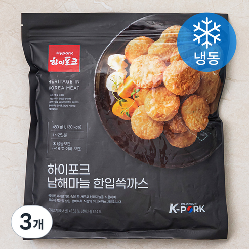 하이포크 남해마늘 한입쏙까스 (냉동), 480g, 3개