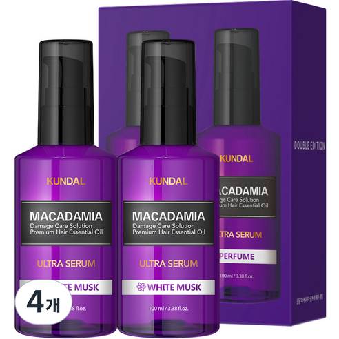 쿤달 울트라 세럼 헤어 에센스 화이트머스크향, 100ml, 4개