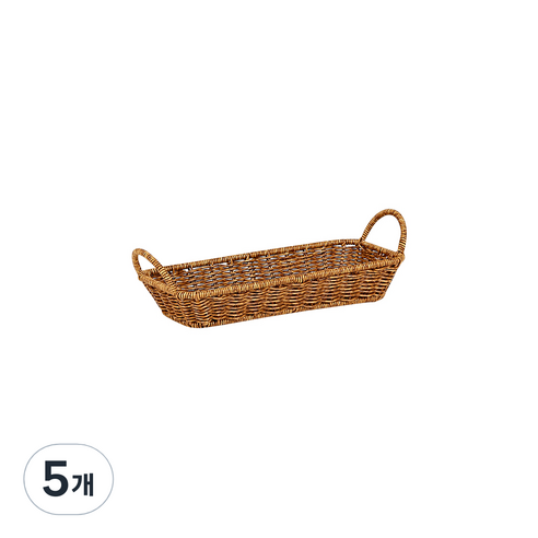 하우스레시피 PP 라탄 손잡이 트레이, 브라운, 5개