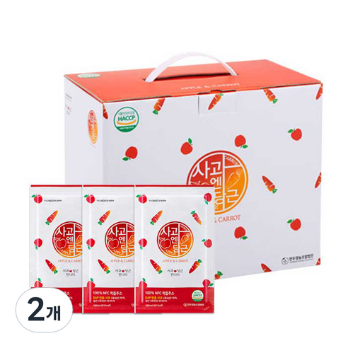 연두팜 찢어먹는 NFC 착즙 사과 엔 당근즙 50p, 5000ml, 2개