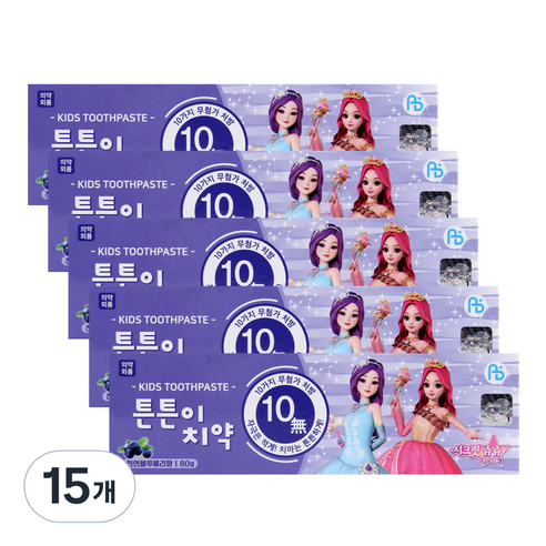아텍스 시크릿쥬쥬 저불소 키즈치약 블루베리향, 80g, 15개