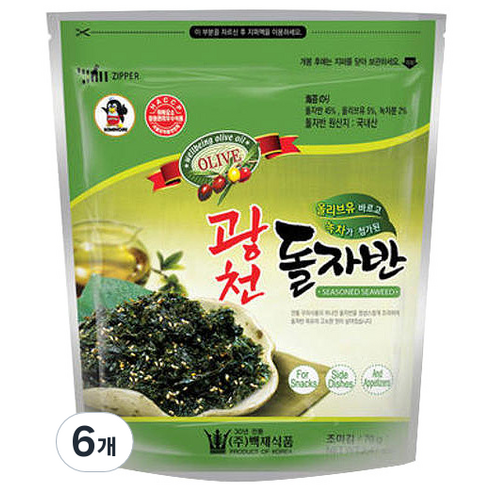 광천김 올리브 돌자반볶음, 70g, 6개