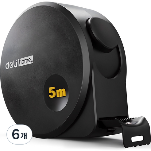 델리 고정밀 탄소강 미끄럼방지 줄자 19mm, 5m, 6개