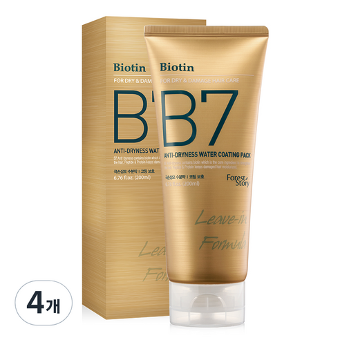 포레스트스토리 B7 워터 코팅 노워시 헤어팩, 200ml, 4개