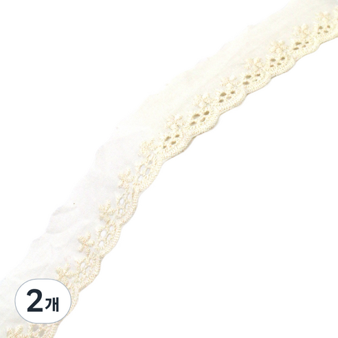 아이엔피 파인코튼 리본 면 자수 레이스 2.7 x 270 cm, 아이보리, 2개