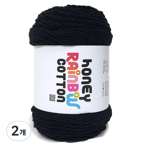 니뜨 허니 레인보우 코튼 뜨개실 100g, 316블랙, 2개