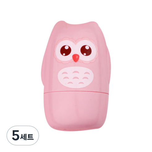 디유라 유아용 캐릭터 손톱깎이 세트 부엉이, 핑크, 5세트