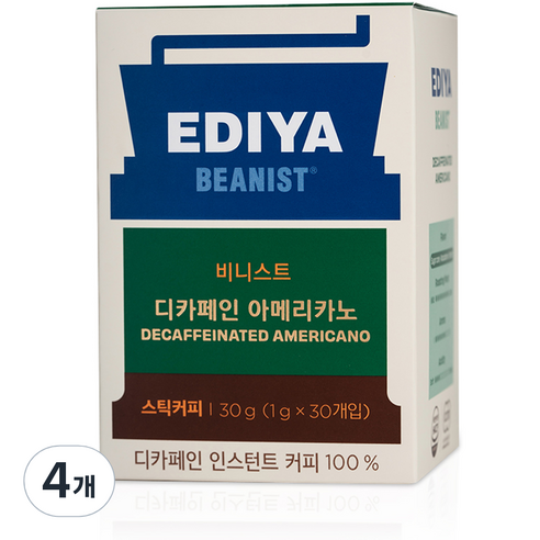 이디야 비니스트 디카페인 아메리카노 스틱커피, 1g, 30개입, 4개
