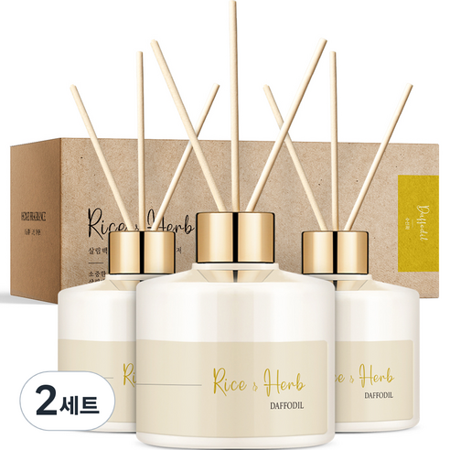 살림백서 라이스 앤 허브 디퓨저 200ml x 3p + 섬유 리드스틱 x 15p 세트, 수선화, 2세트