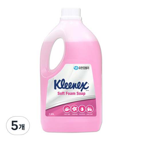 크리넥스 소프트 폼 솝 핸드워시 그린플로랄, 1.95L, 5개