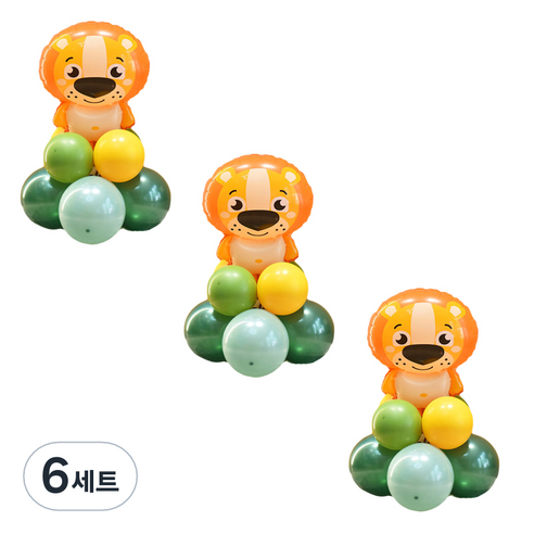 통통 동물농장 풍선기둥 사자, 6세트, 혼합색상