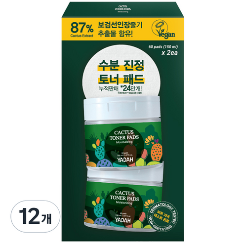 야다 선인장 토너패드 60p, 60개입, 12개