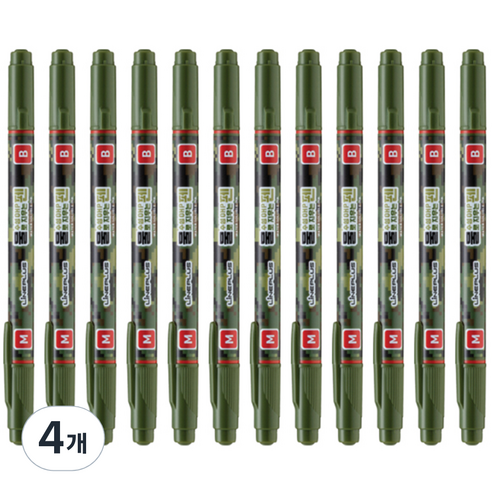 라인플러스 OHP펜 1mm 물펜MF 3.0mm 12p, 적색, 4개