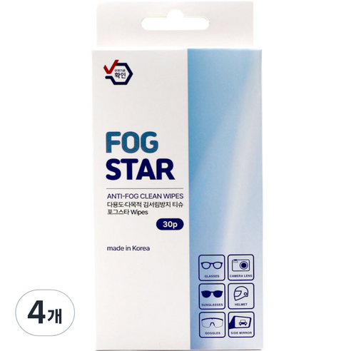 김서림방지 FOG STAR wipes 30p, 화이트, 4개