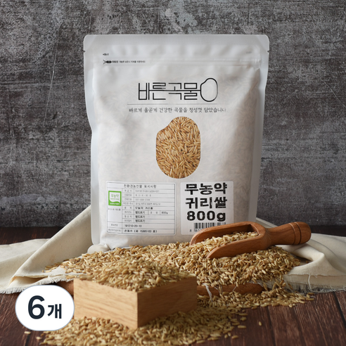 바른곡물 국내산 무농약 귀리쌀, 800g, 6개