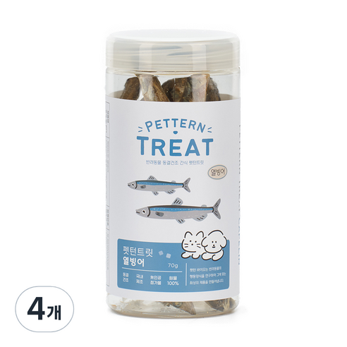 펫턴 트릿 반려동물 동결건조 간식, 열빙어, 4개, 70g