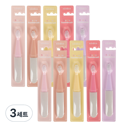 노르디코 여아용 로로칫솔 5종 x 2p 세트, 혼합색상, 3세트