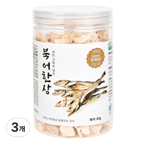 올치 강아지 고양이 동결건조 간식 한상 BF6702, 북어맛, 80g, 3개