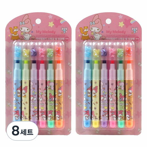 산리오캐릭터즈 스펭글 형광펜 6색, 마이멜로디, 8세트