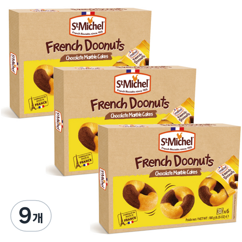 생미쉘 프렌치 마블도넛 6p, 180g, 9개