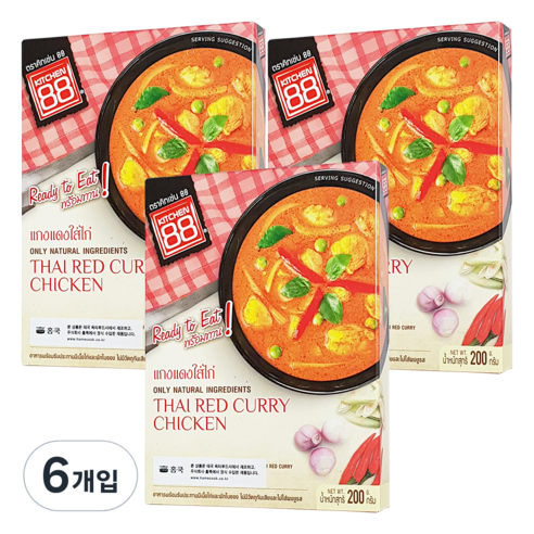 홈쿡 타이 레드치킨카레 1인분, 200g, 6개