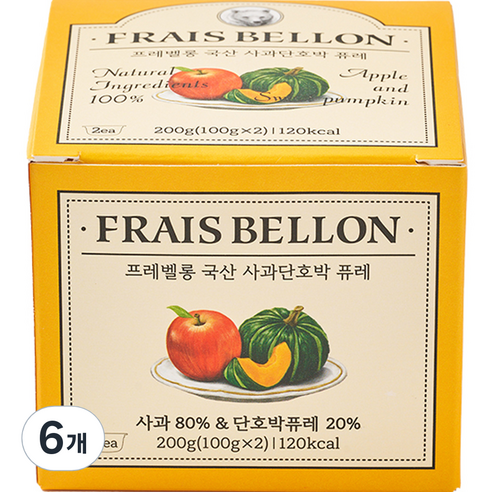 프레벨롱 국산 과일 퓨레, 혼합맛(사과/단호박), 100g, 6개