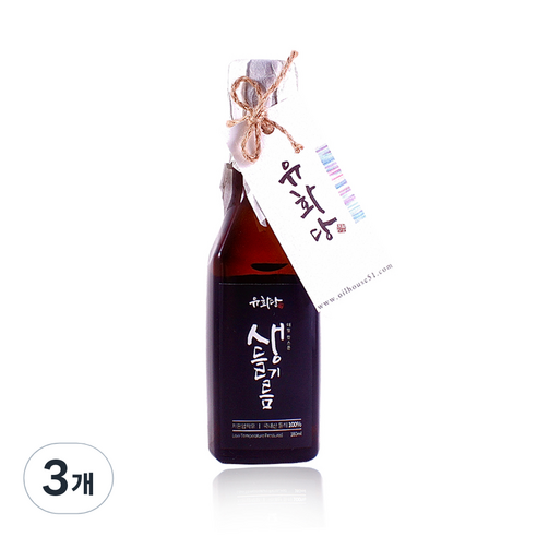 유화당 국내산 저온압착 생들기름, 180ml, 3개