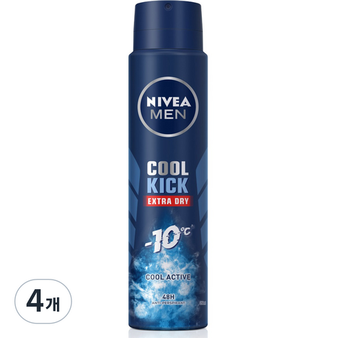 니베아 남성용 스프레이 쿨킥 데오드란트, 250ml, 4개