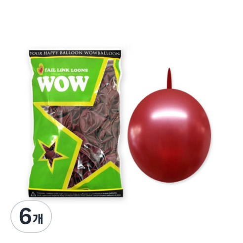 링커룬 풍선 15cm 100개입, 펄버건디, 6개