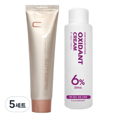 에비뉴쉬에뜨 앱솔루트 컬러링 크림 염색제 120g + 산화제 100ml, 8.05 구리빛밝은적갈색, 5세트