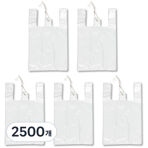 애니돌 손잡이 마트 비닐봉투 유백, 8L, 2500개