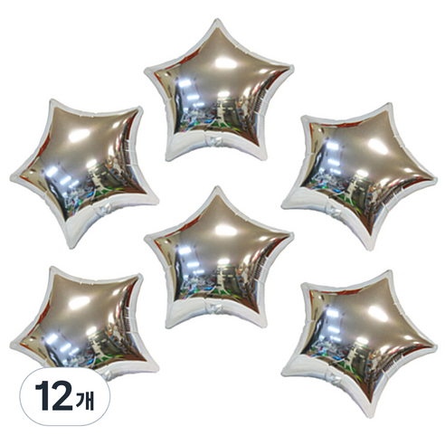 리빙다 35cm별은박풍선(실버) 6개입, 실버, 12개