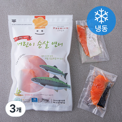 스마일쿡 어린이 순살 연어 (냉동), 350g, 3개