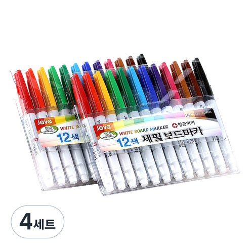 자바펜 세필보드마카, 12색, 4세트